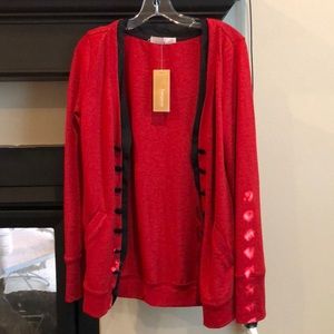 Red and black cardigan